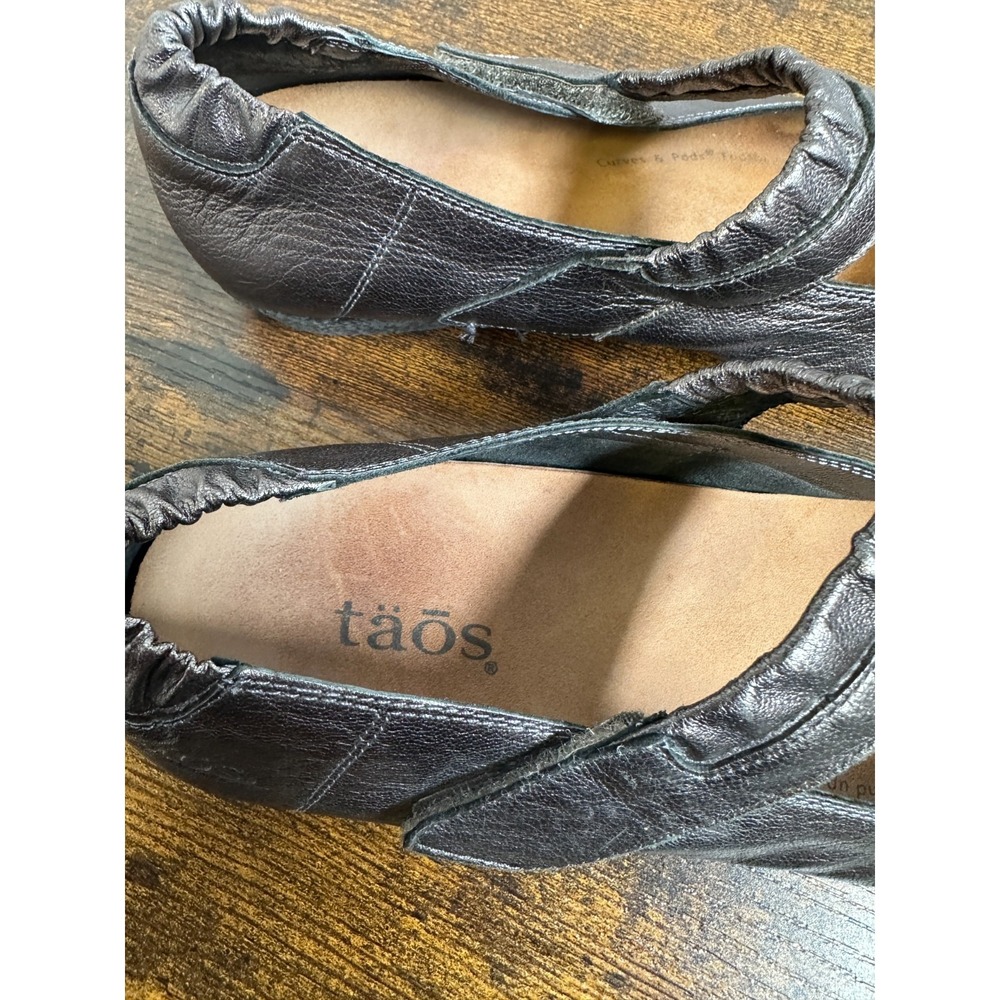 Taos Mary Jane Flats Metallic Leather Comfort Shoe Sz 39 US 8 8.5 Office Travel - Picture 9 of 13